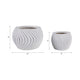 Kime Planter Set of 2 | Deep Sculpted Ribbed Wave Pattern | White | 8,12"
