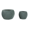 Kime Outdoor Planter Set of 2 | Sculpted Ribbed Wave Pattern | Sage Green