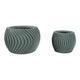Kime Outdoor Planter Set of 2 | Sculpted Ribbed Wave Pattern | Sage Green