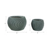 Kime Outdoor Planter Set of 2 | Sculpted Ribbed Wave Pattern | Sage Green