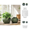 Kime Outdoor Planter Set of 2 | Sculpted Ribbed Wave Pattern | Sage Green