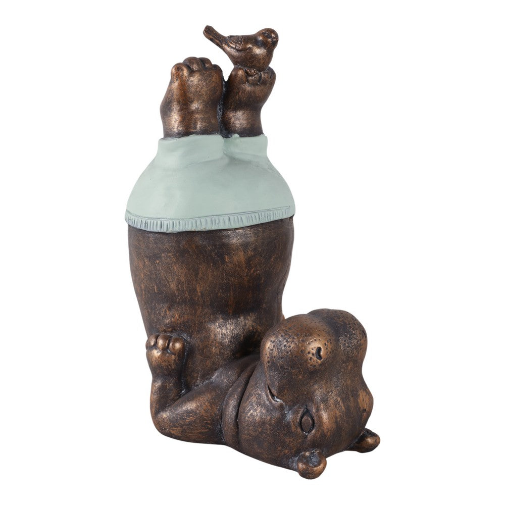 Decorative Hippo Garden Statue | Joyful Feet in The Air | 17" Bronze