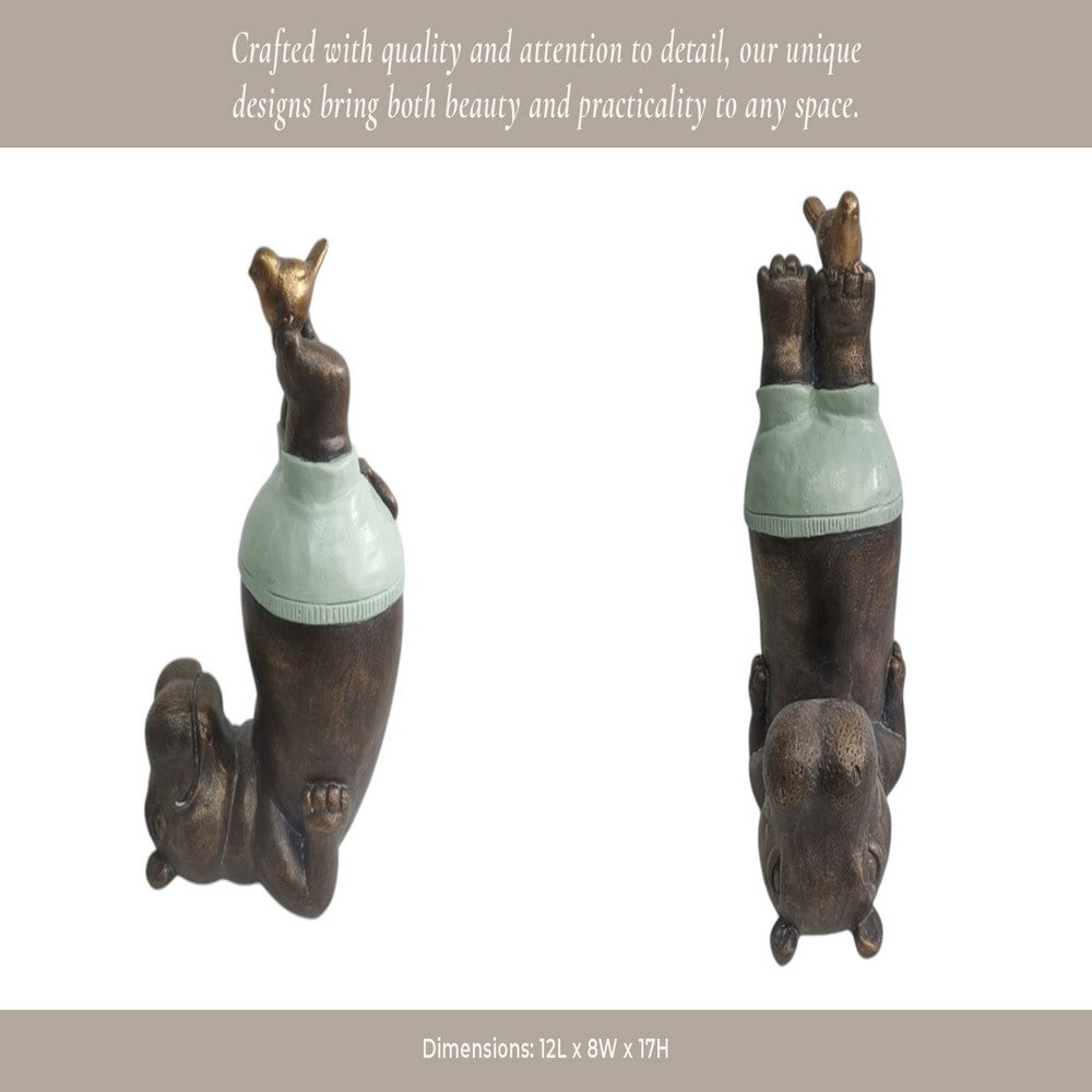 Decorative Hippo Garden Statue | Joyful Feet in The Air | 17" Bronze