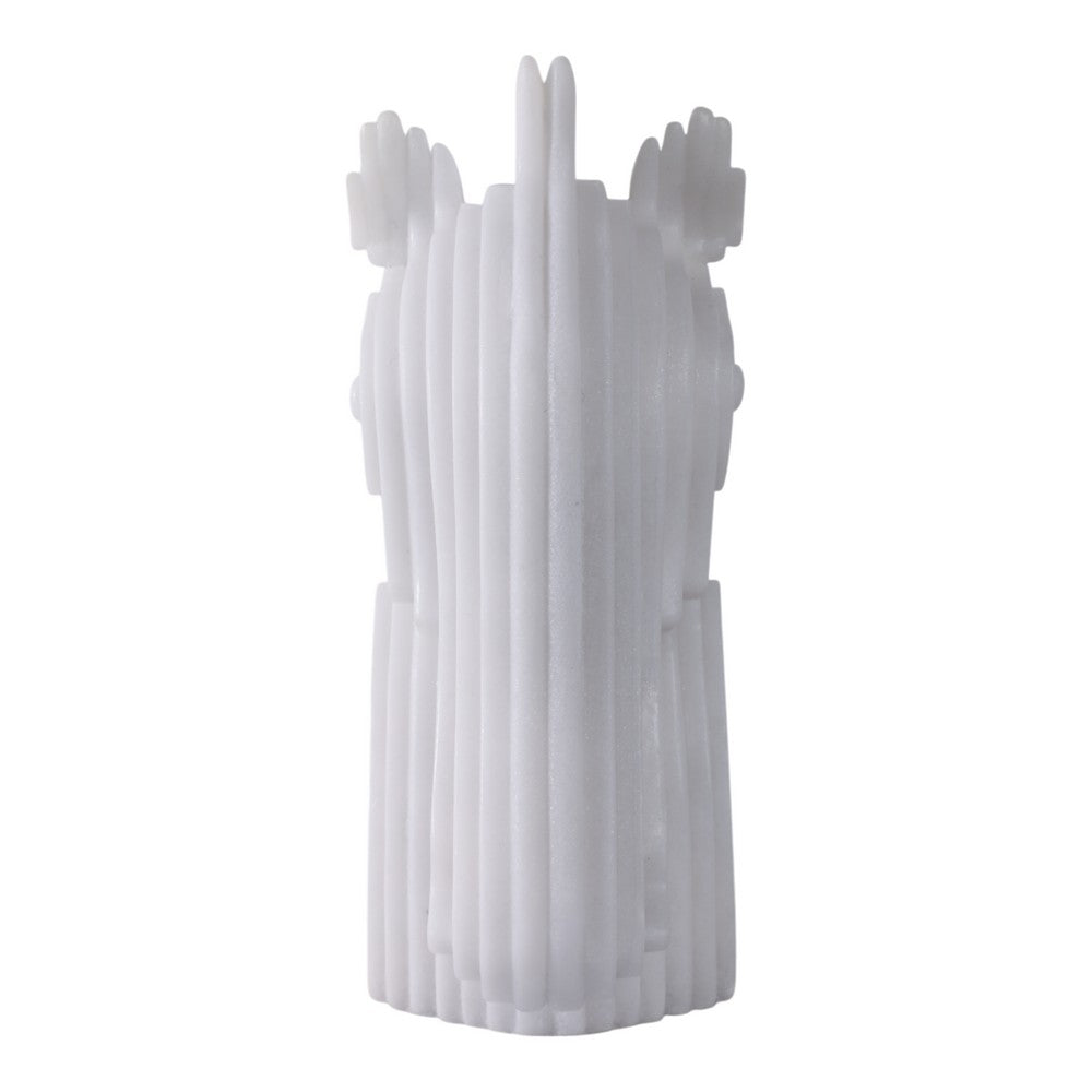 Orany Modern Horse-Head Sculpture | Carved Details | White Resin 12"
