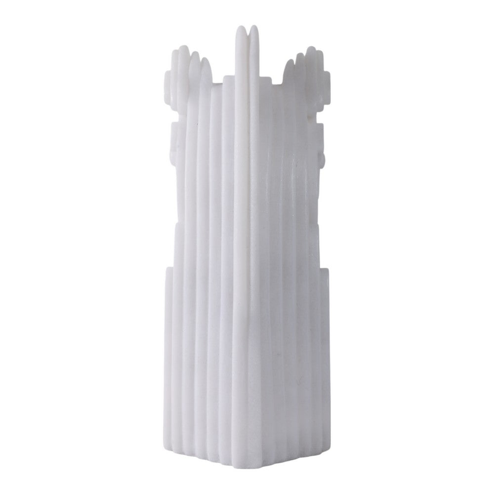 Orany Modern Horse-Head Sculpture | Carved Details | White Resin 12"