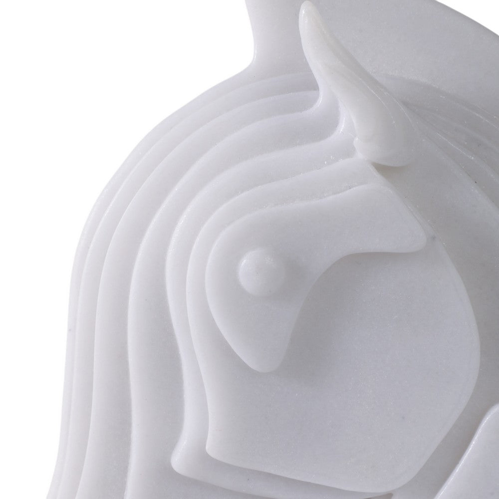 Orany Modern Horse-Head Sculpture | Carved Details | White Resin 12"