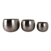 3pc Outdoor Garden Planters | Silver Hammered Finish | 9 | 12 | 14"