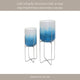 Planter on Stand Set of 2 | Raised Design | Blue & White Gradient | Iron