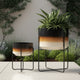 Outdoor Planter Set of 2 | Modern Cylindrical Brown Ombre | Black Stand