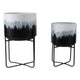 Outdoor Decorative Planters Set of 2 | White Brushstrokes Art | Black Iron