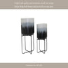Outdoor Decorative Planters Set of 2 | White Brushstrokes Art | Black Iron