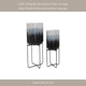Outdoor Decorative Planters Set of 2 | White Brushstrokes Art | Black Iron