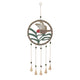 Hanging Wind Chime | Beaded Mosaic Hummingbird | Green Wood | Gold Bells