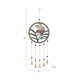Hanging Wind Chime | Beaded Mosaic Hummingbird | Green Wood | Gold Bells