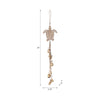 Turtle Wind Chime with Seashells & Gold Bells | Rope String | Brown Wood