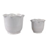 Outdoor Planters Set of 2 | Scalloped Ruffle Rim, Ivory | 8, 11"