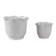Outdoor Planters Set of 2 | Scalloped Ruffle Rim, Ivory | 8, 11"