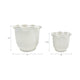 Outdoor Planters Set of 2 | Scalloped Ruffle Rim, Ivory | 8, 11"