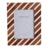 5x7 Accent Photo Frame | Brown Wood Frame with Ivory Diagonal Lines
