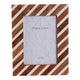 5x7 Accent Photo Frame | Brown Wood Frame with Ivory Diagonal Lines
