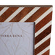 5x7 Accent Photo Frame | Brown Wood Frame with Ivory Diagonal Lines