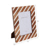 5x7 Accent Photo Frame | Brown Wood Frame with Ivory Diagonal Lines