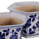Vintage White & Blue Planter with Saucer Set of 2 | Floral Vine | Ceramic