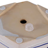 Vintage White & Blue Planter with Saucer Set of 2 | Floral Vine | Ceramic