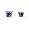 Vintage White & Blue Planter with Saucer Set of 2 | Floral Vine | Ceramic
