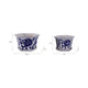 Vintage White & Blue Planter with Saucer Set of 2 | Floral Vine | Ceramic