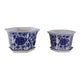 Xian Chinoiserie Planters Set of 2 | Blue Motifs | White Ceramic 10 13"