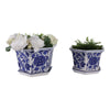 Xian Chinoiserie Planters Set of 2 | Blue Motifs | White Ceramic 10 13"