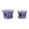 Xian Chinoiserie Planters Set of 2 | Blue Motifs | White Ceramic 10 13"