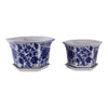 Xian Chinoiserie Planters Set of 2 | Blue Motifs | White Ceramic 10 13"