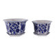 Xian Chinoiserie Planters Set of 2 | Blue Motifs | White Ceramic 10 13"