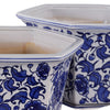 Xian Chinoiserie Planters Set of 2 | Blue Motifs | White Ceramic 10 13"