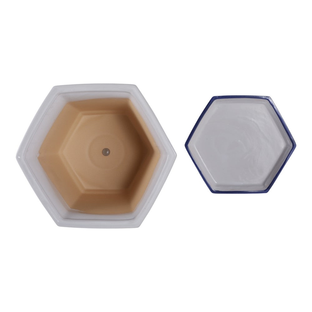 Xian Chinoiserie Planters Set of 2 | Blue Motifs | White Ceramic 10 13"