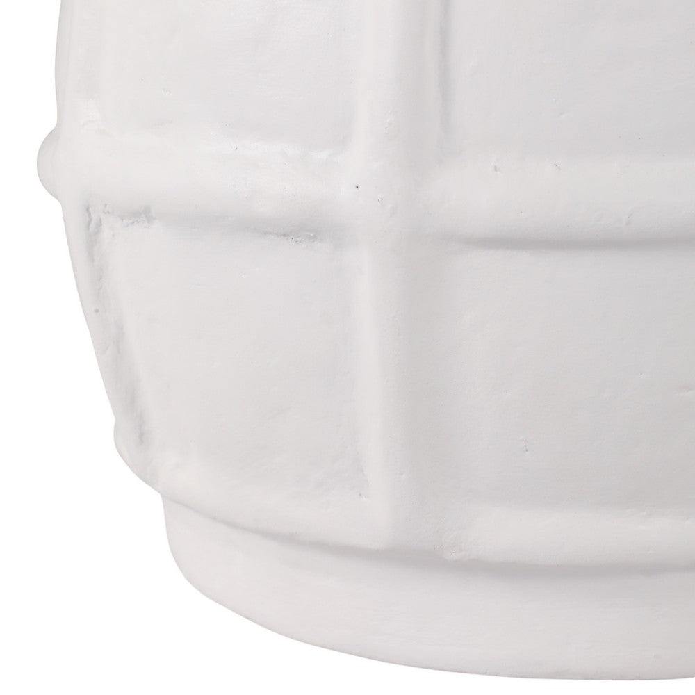 Decorative Vase | Round Shape Windowpane Pattern | White Paper Mache