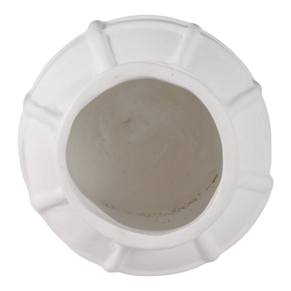Decorative Vase | Round Shape Windowpane Pattern | White Paper Mache