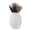 14" Decorative Dry Flower Vase | White Paper Mache Windowpane Design