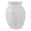 14" Decorative Dry Flower Vase | White Paper Mache Windowpane Design