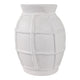 14" Decorative Dry Flower Vase | White Paper Mache Windowpane Design