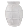 14" Decorative Dry Flower Vase | White Paper Mache Windowpane Design