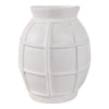 14" Decorative Dry Flower Vase | White Paper Mache Windowpane Design