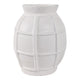 14" Decorative Dry Flower Vase | White Paper Mache Windowpane Design