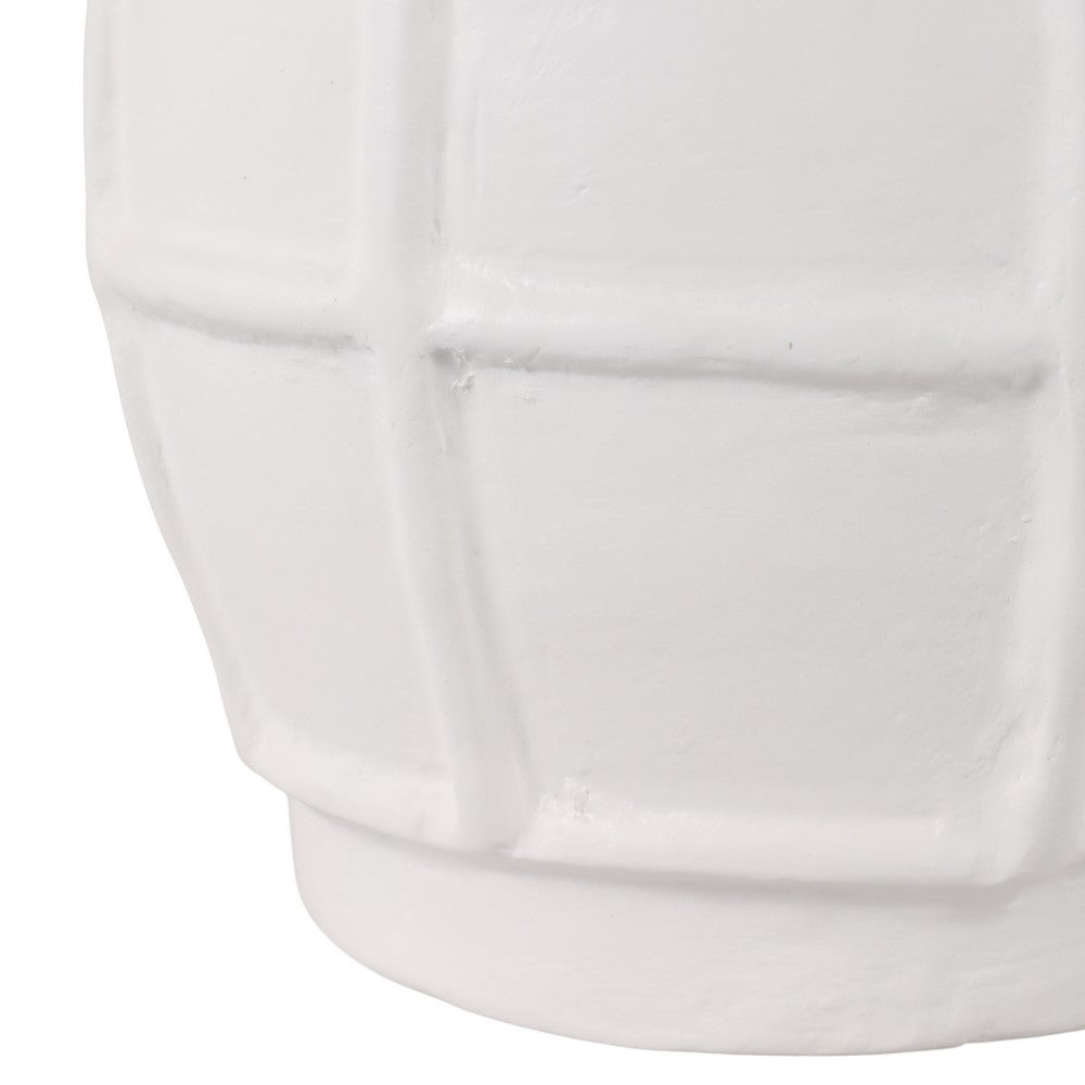 14" Decorative Dry Flower Vase | White Paper Mache Windowpane Design