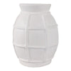 14" Decorative Dry Flower Vase | White Paper Mache Windowpane Design