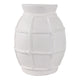 14" Decorative Dry Flower Vase | White Paper Mache Windowpane Design