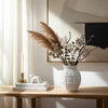 14" Decorative Dry Flower Vase | White Paper Mache Windowpane Design