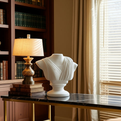 Classical Roman Inspired Headless Bust Sculpture | Ivory White 16"
